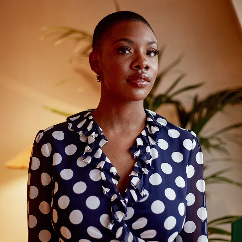 Image may contain: Texture, Polka Dot, Human, and Person